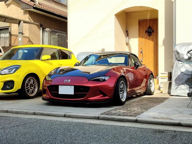 ND5ロードスター カーボンボンネット RPF1RS 車高調装着 自宅駐車場 フロント