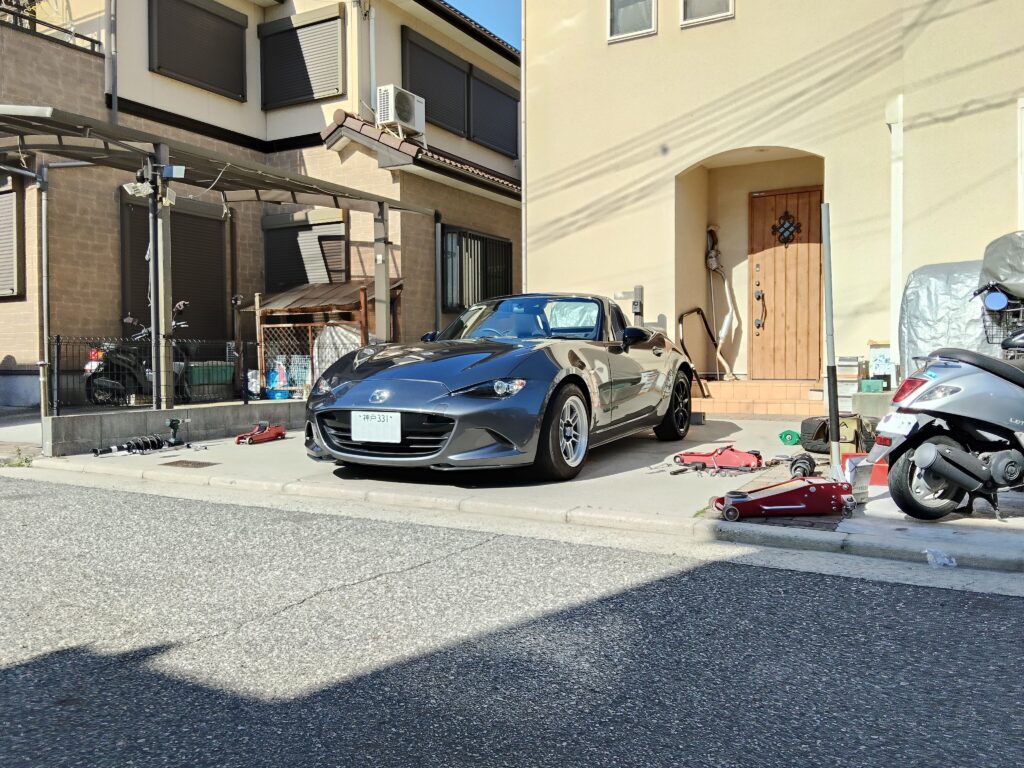 フロントの車高調・ブレーキパッド・ホイール交換完了