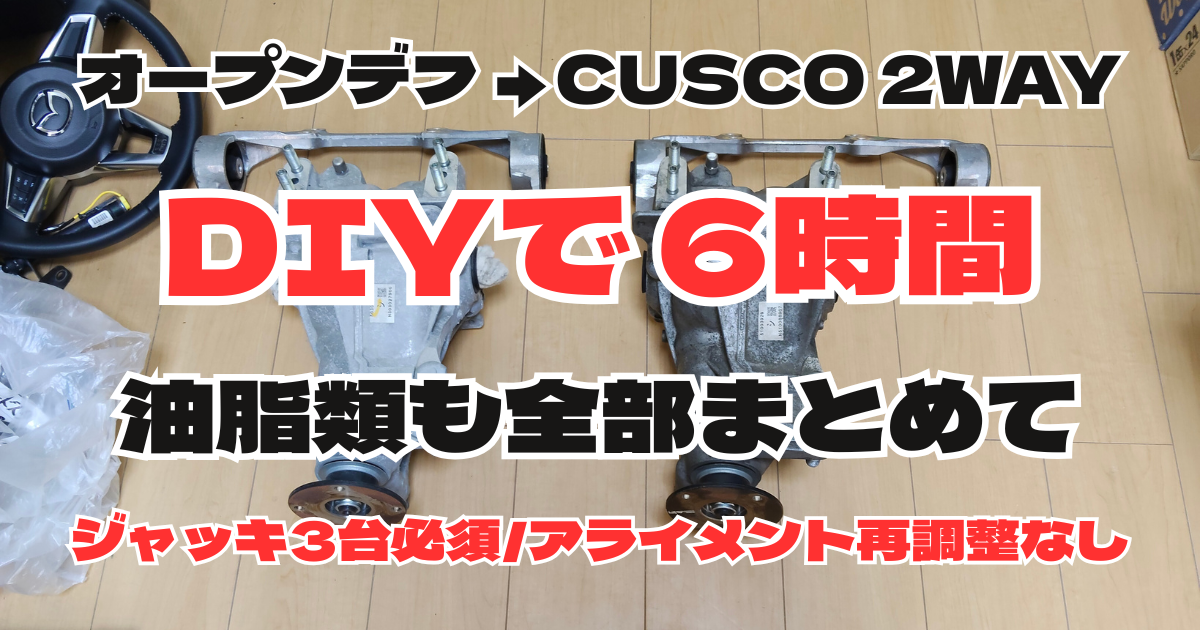 純正オープンデフとCUSCO 2WAY機械式LSDを並べた比較