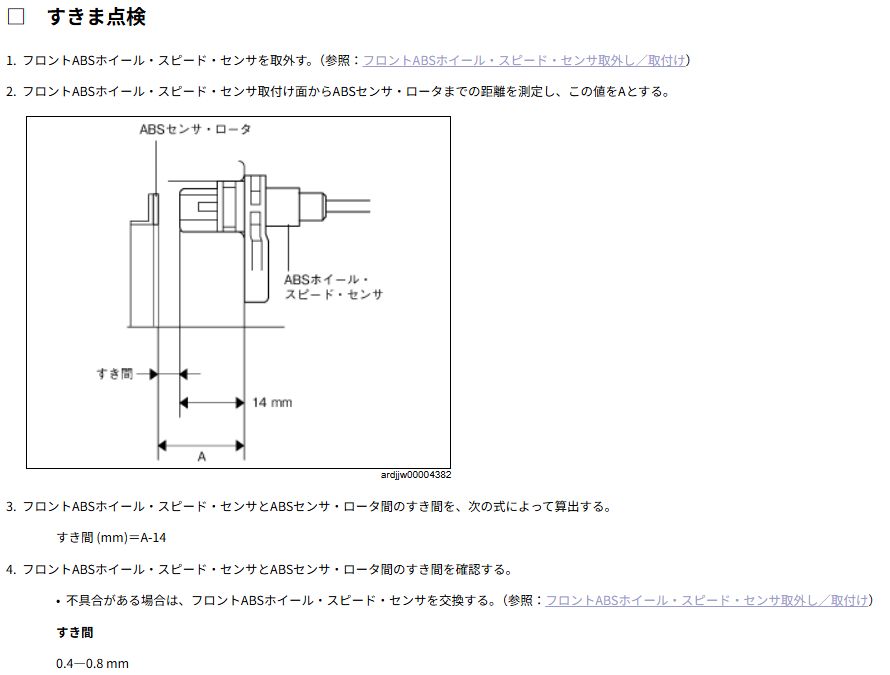 ND5ロードスター ABSセンサー ローター 隙間点検 ノギス エアギャップ測定